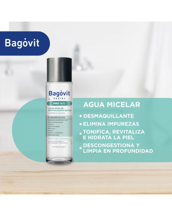 BAGÓVIT FACIAL PRO BIO AGUA MICELAR LOCIÓN 200ml - Imagen 3