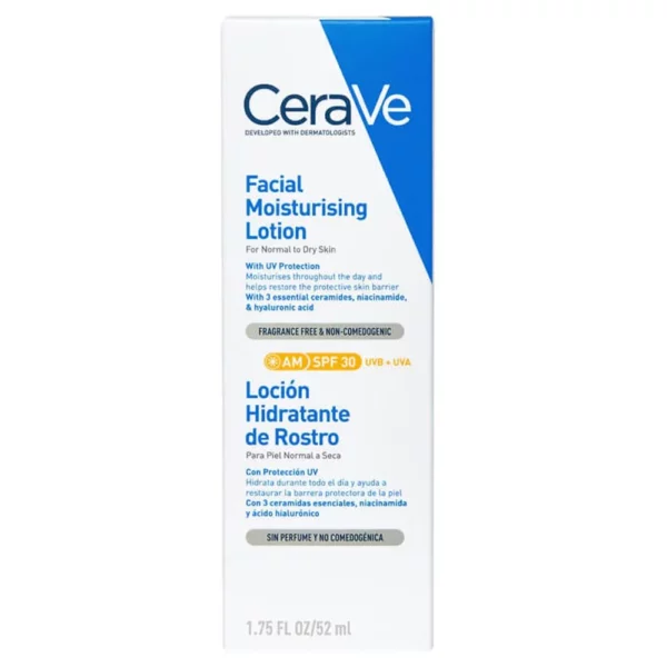 CERAVE LOCIÓN HIDRATANTE PARA ROSTRO FPS 30 52ml - Imagen 2