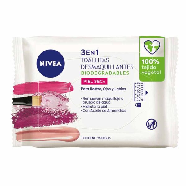 NIVEA TOALLAS DESMAQUILLANTES 3 EN 1 PIEL SECA 25 unidades