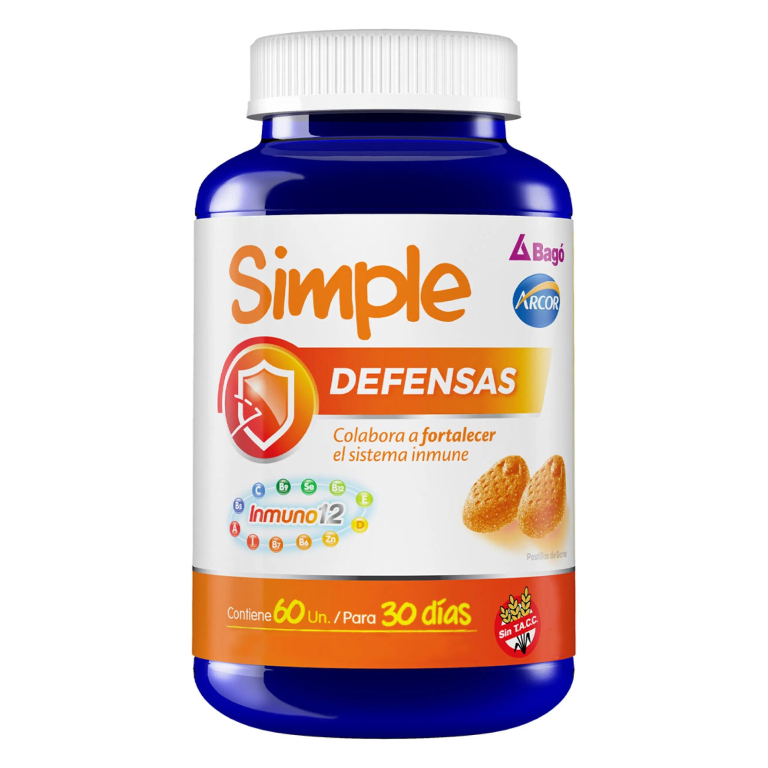 BAGÓ SIMPLE DEFENSAS 60 pastillas de goma