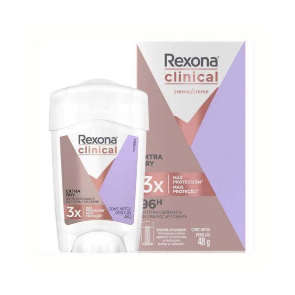 REXONA WOMEN CLINICAL EXTRA DRY ANTITRANSPIRANTE EN CREMA  48gr