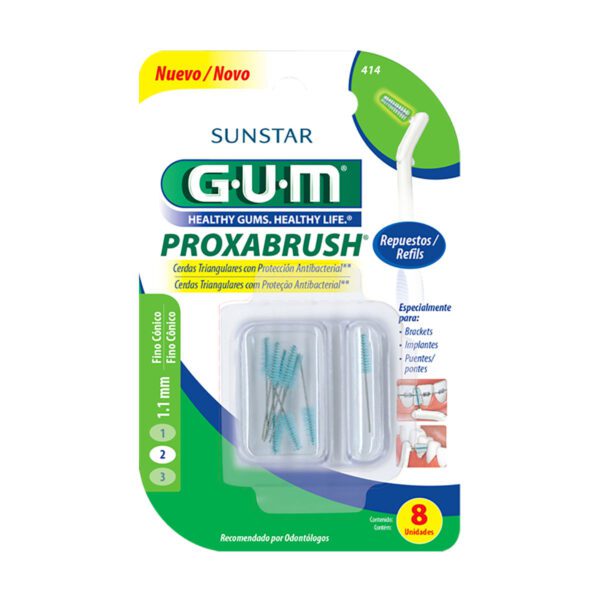 GUM PROXABRUSH CEPILLOS INTERDENTALES PORTÁTILES REPUESTO 1,1mm 8 unidades