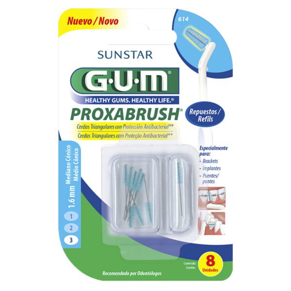 GUM PROXABRUSH CEPILLOS INTERDENTALES PORTÁTILES REPUESTO 1,6mm 8 unidades