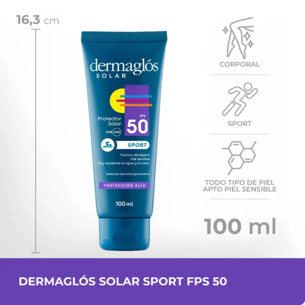 DERMAGLÓS SOLAR SPORT EMULSIÓN FPS50 100ml - Imagen 3
