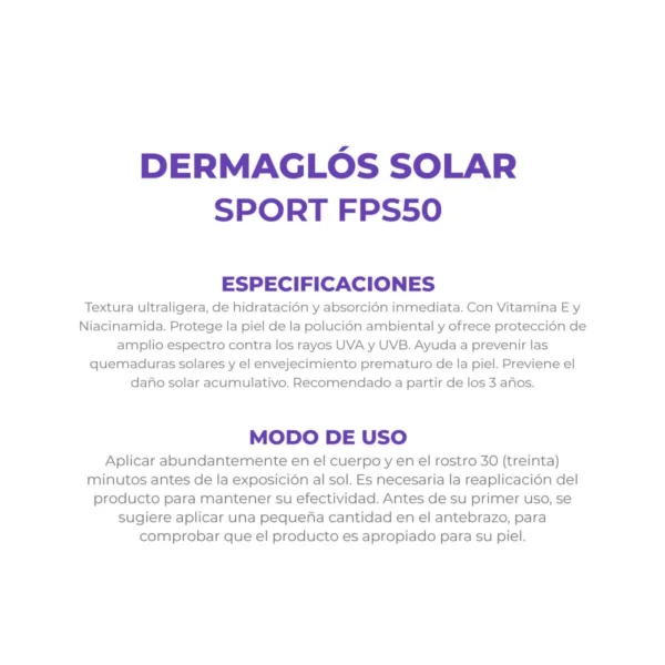 DERMAGLÓS SOLAR SPORT EMULSIÓN FPS50 100ml - Imagen 4