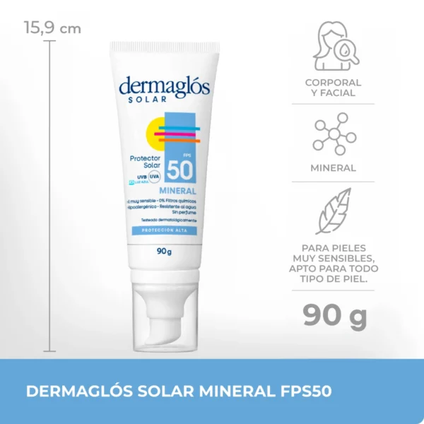 DERMAGLÓS SOLAR MINERAL EMULSIÓN FPS50 90gr - Imagen 3