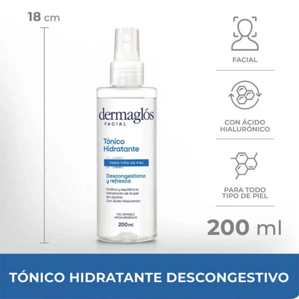 DERMAGLÓS TÓNICO HIDRATANTE FACIAL EN SPRAY 200ml - Imagen 3