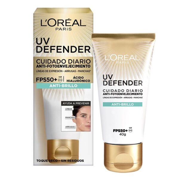 LOREAL UV DEFENDER PROTECTOR SOLAR FPS50 ANTIBRILLO SIN COLOR 40gr