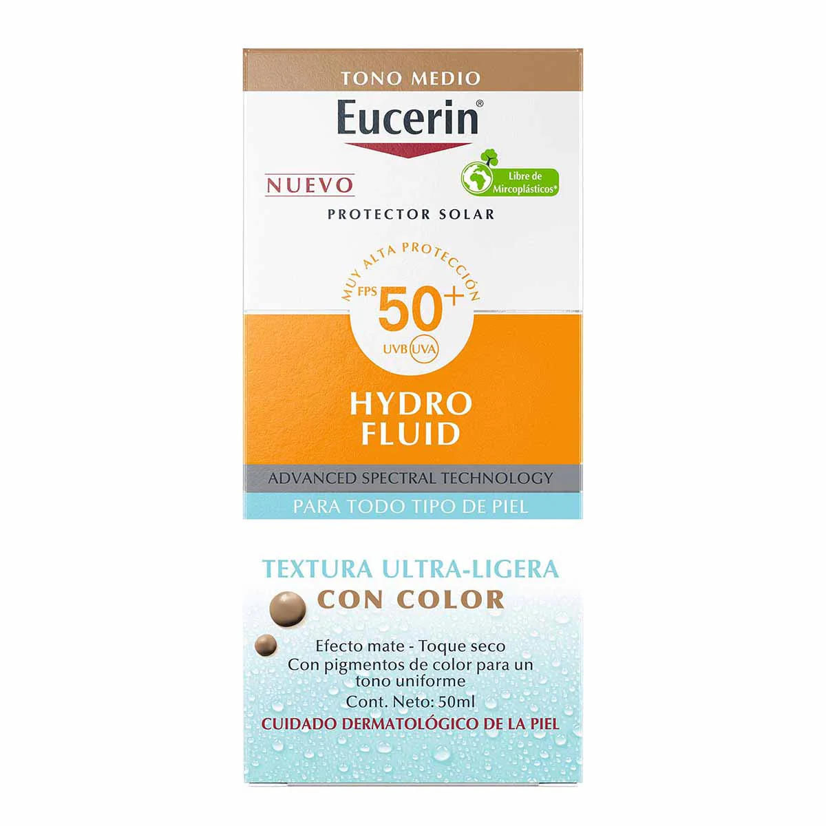EUCERIN SUN HYDRO FLUID TONO MEDIO FPS50+ 50ml - Imagen 2