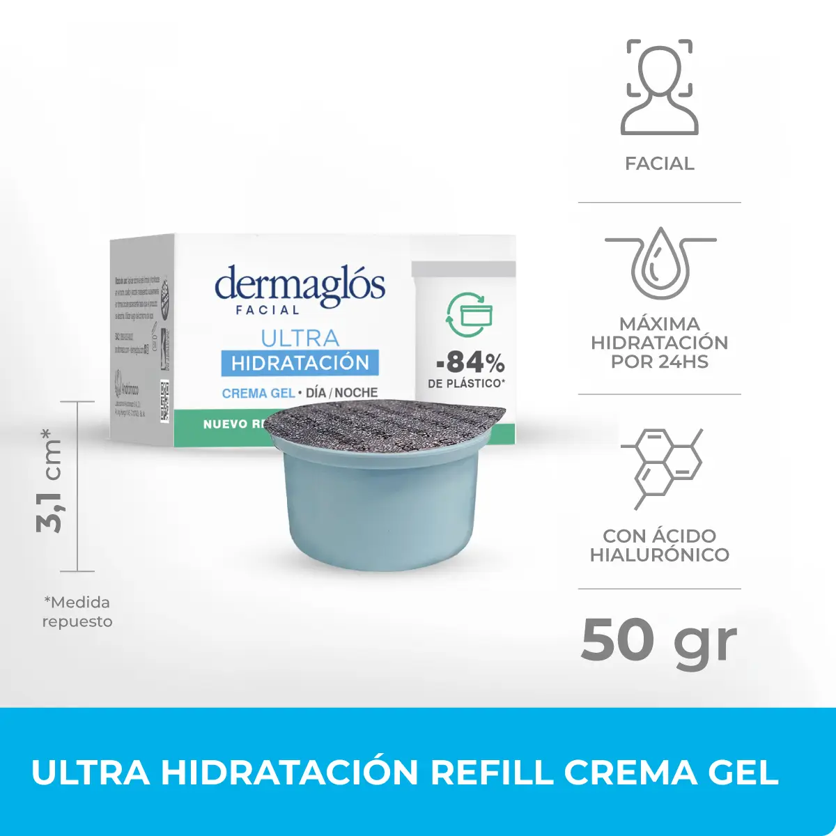 DERMAGLÓS FACIAL ULTRA HIDRATACIÓN GEL REPUESTO 50gr - Imagen 6