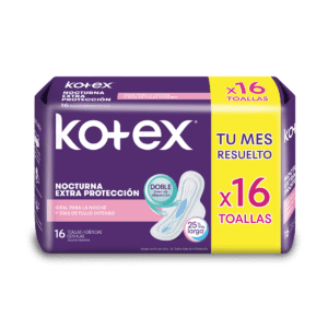 KOTEX NOCTURNA EXTRA PROTECCIÓN 16 unidades