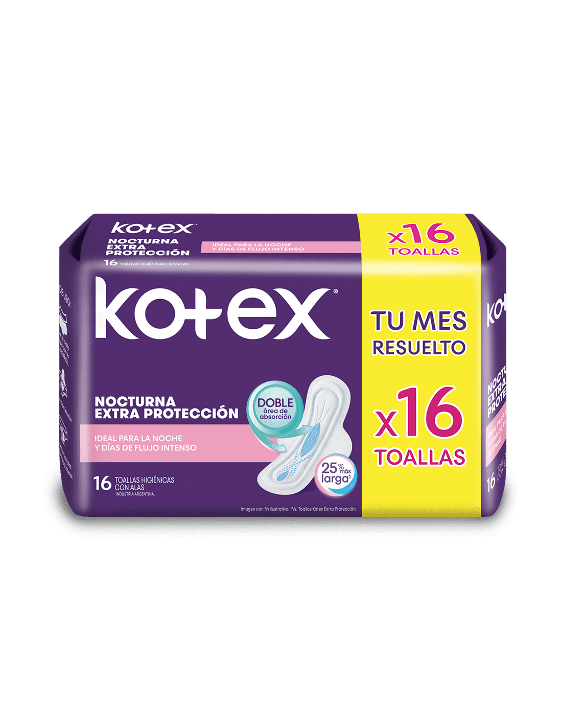 KOTEX NOCTURNA EXTRA PROTECCIÓN 16 unidades